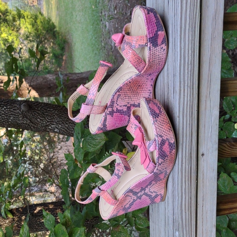 Born Crown, Wedge Sandal, Reptile Print